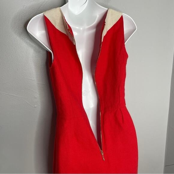 KATE SPADE NEW YORK Linen Dress Womens Size 2 Cherry Red Sheath Holiday Formal - Picture 8 of 10